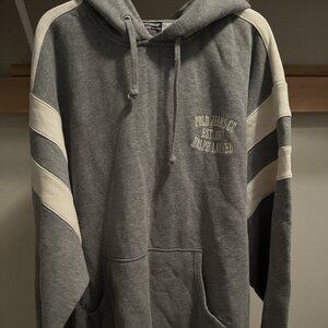 Ralph Lauren Polo Hoodie, Grey w/ White Stripes, XL
